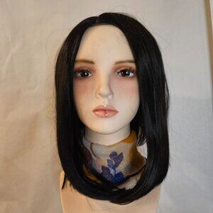 New Natural Soft Black 14’’ Bob-Style Transparent Lace Front